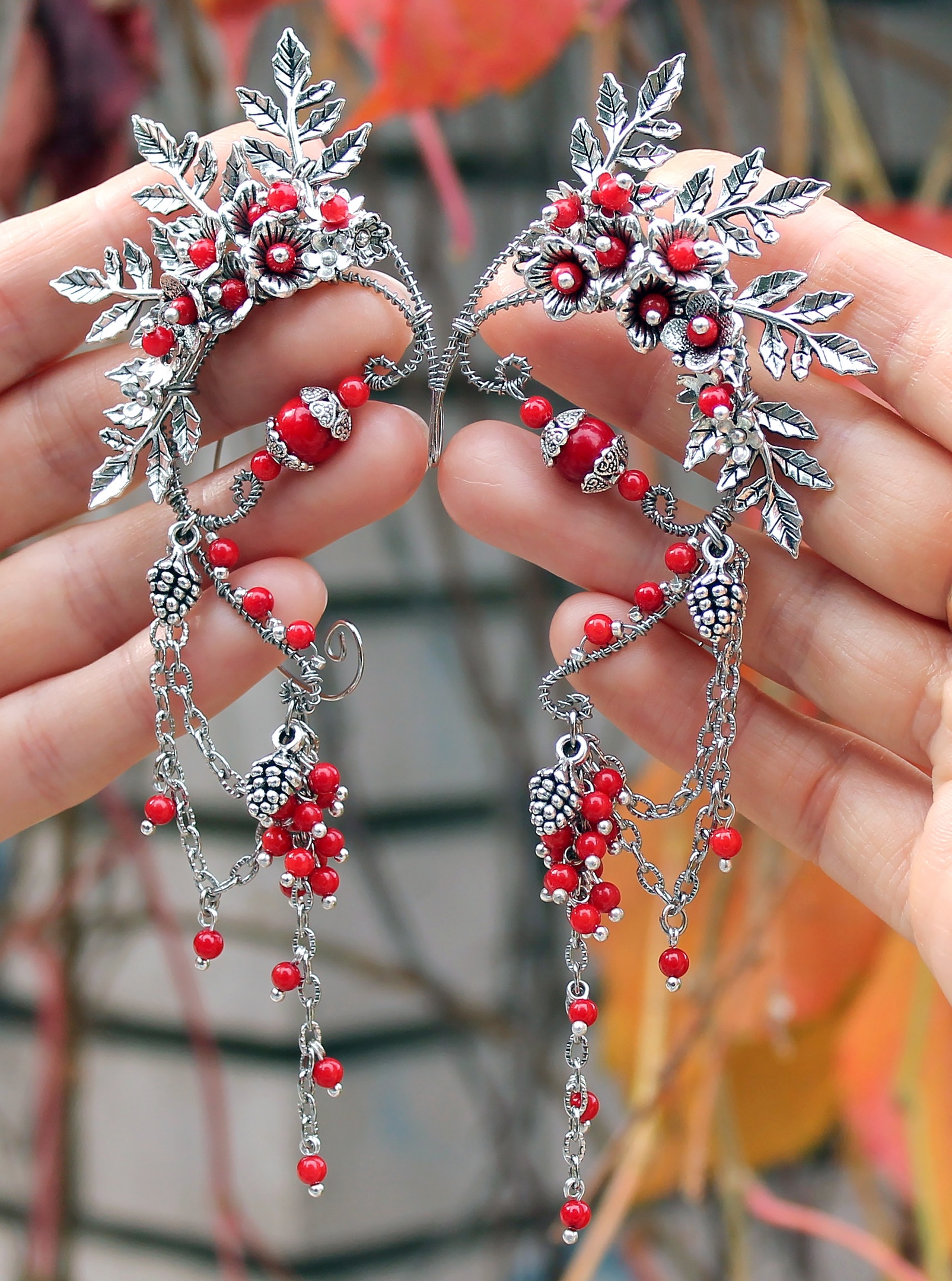 Комплект каффов эльфийские ушки коралл