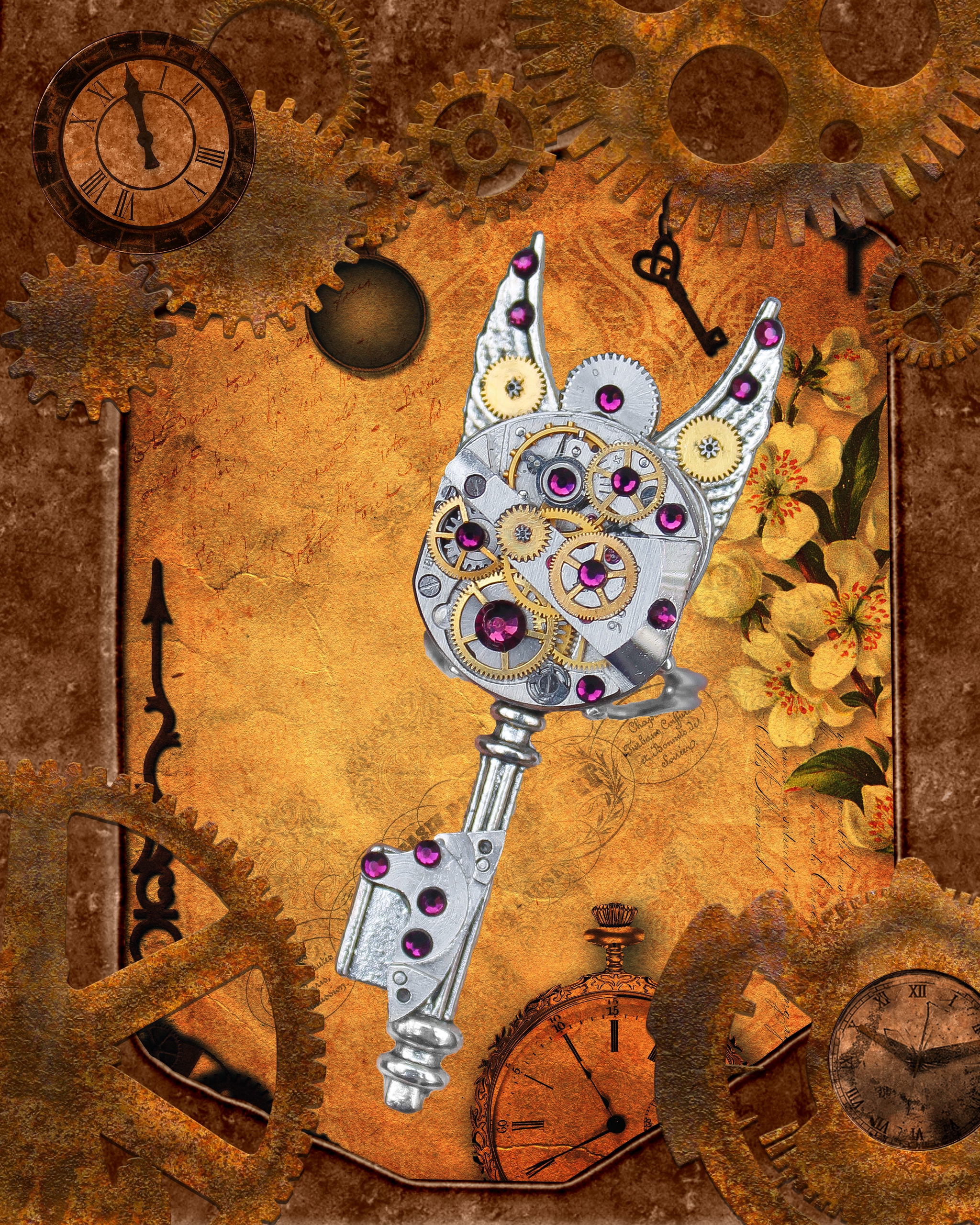 Стимпанк кольцо с редким механизмом