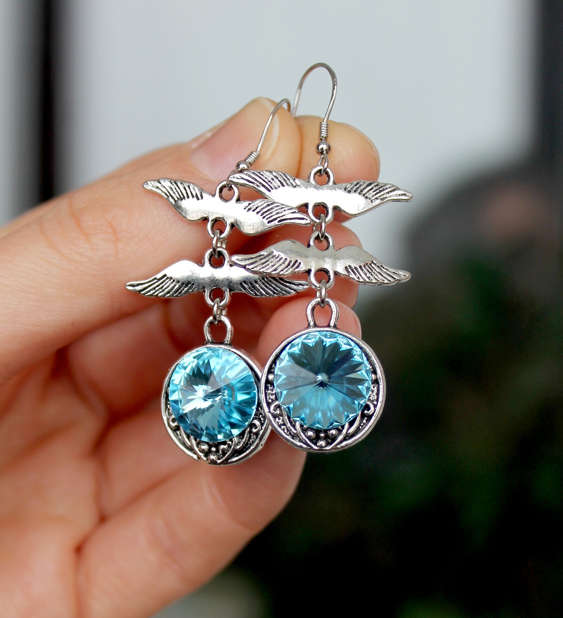 Винтажные серьги со Swarovski «Крылья Ангела»