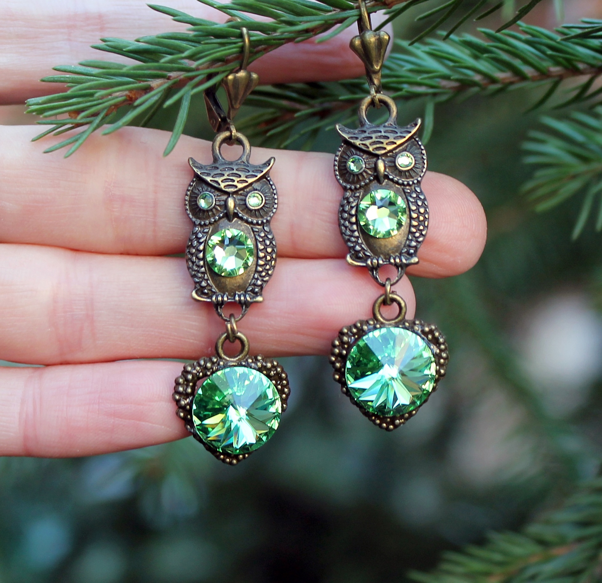 Винтажные серьги со Swarovski «Совушки»