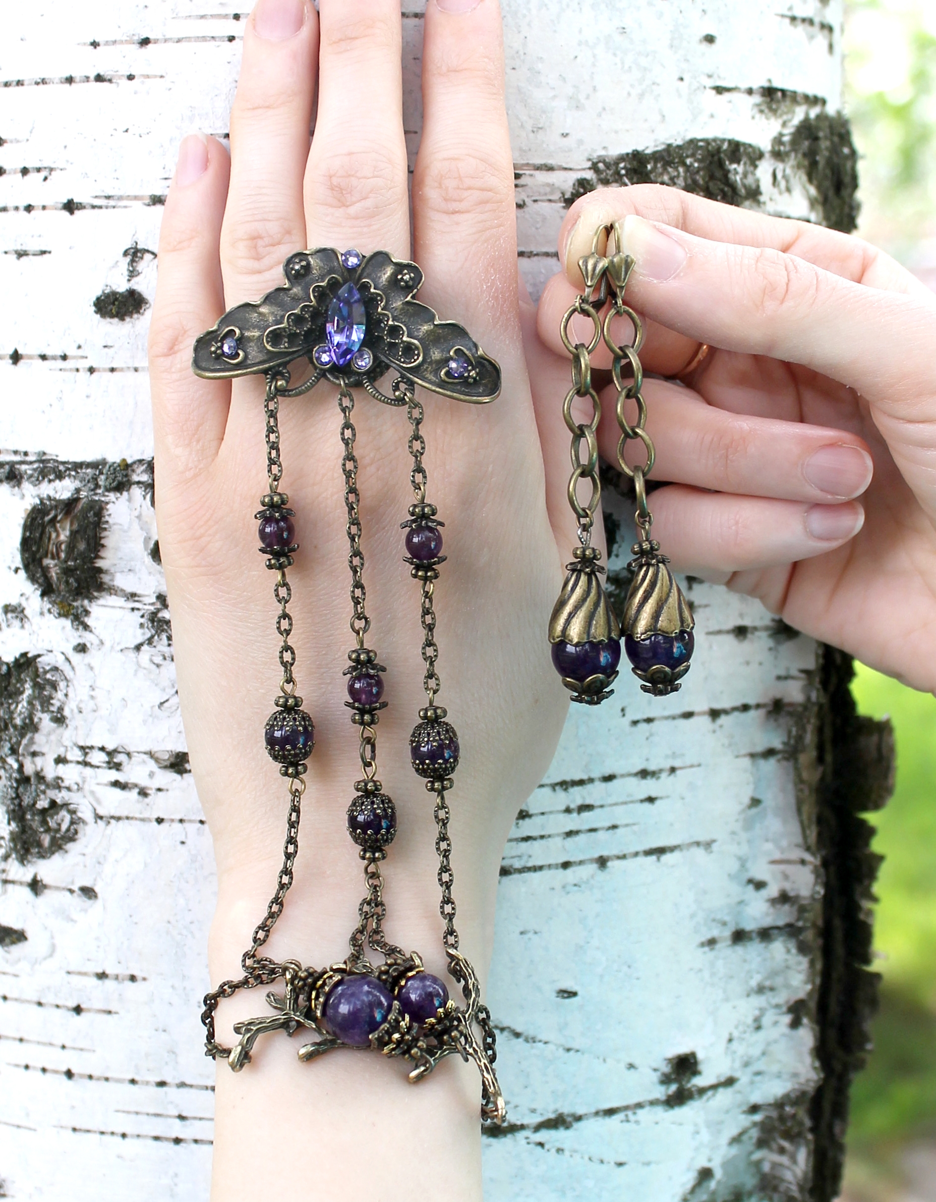 Винтажный комплект аметист сваровски