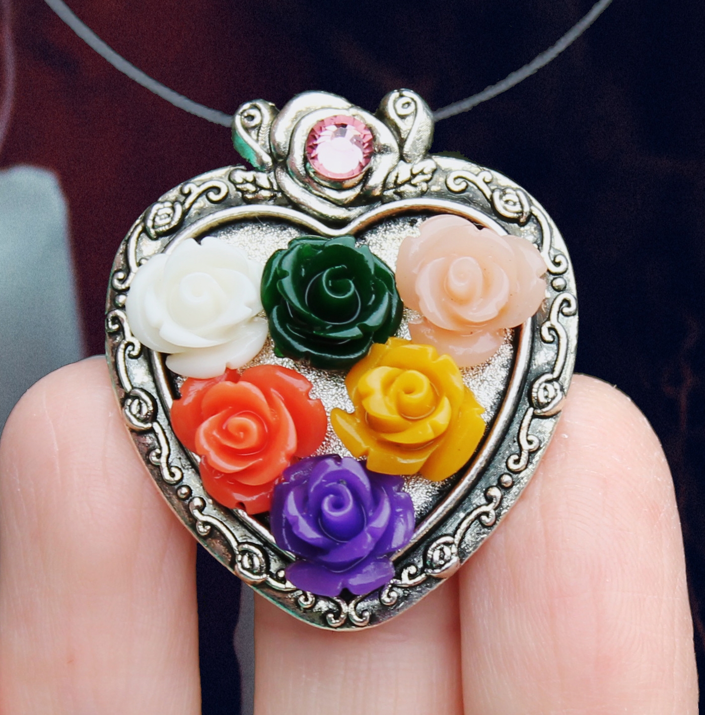 Винтажный кулон в виде сердца «Тайный Сад»