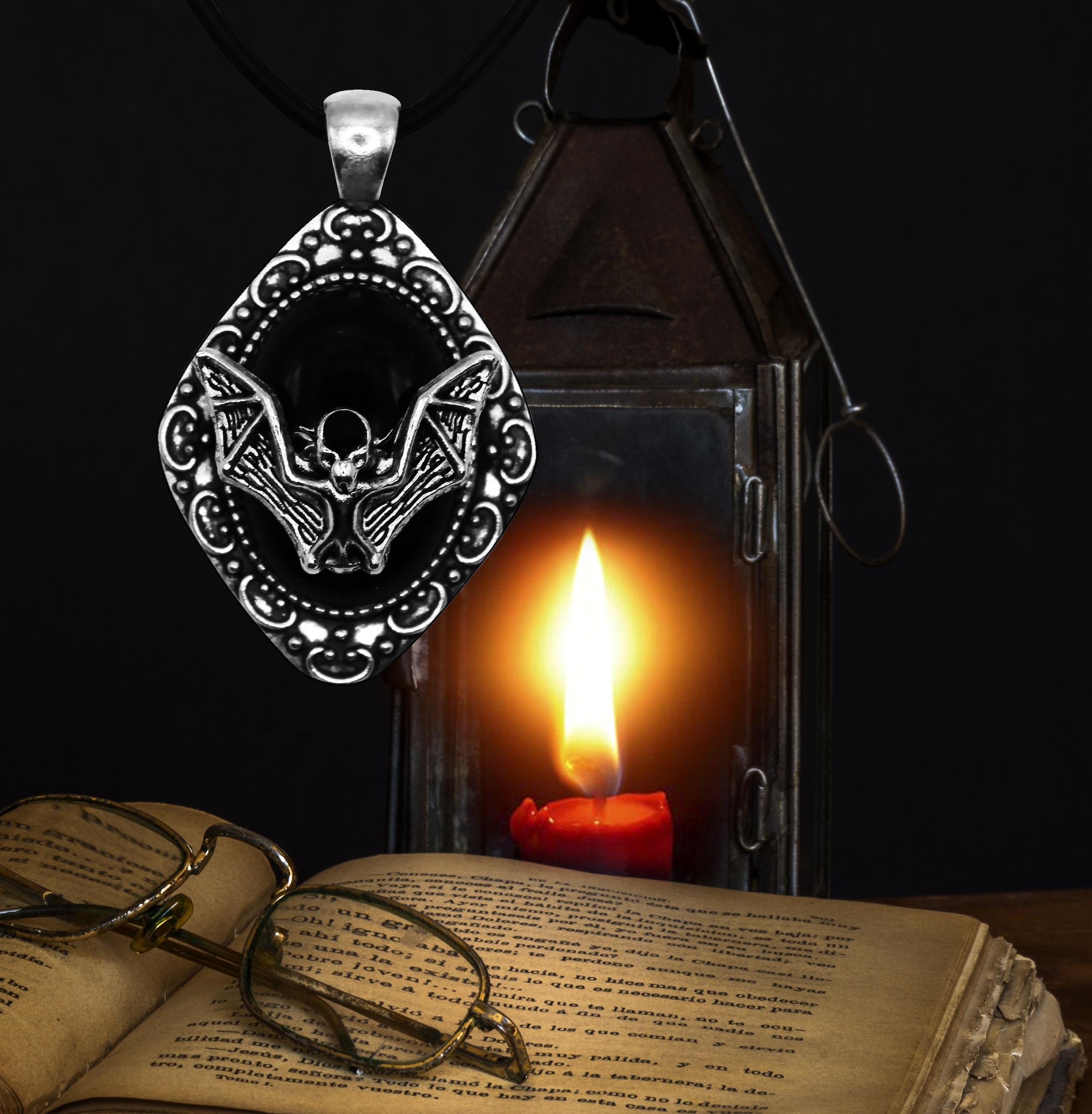 Винтажный кулон «Готический Особняк» с натуральным обсидианом