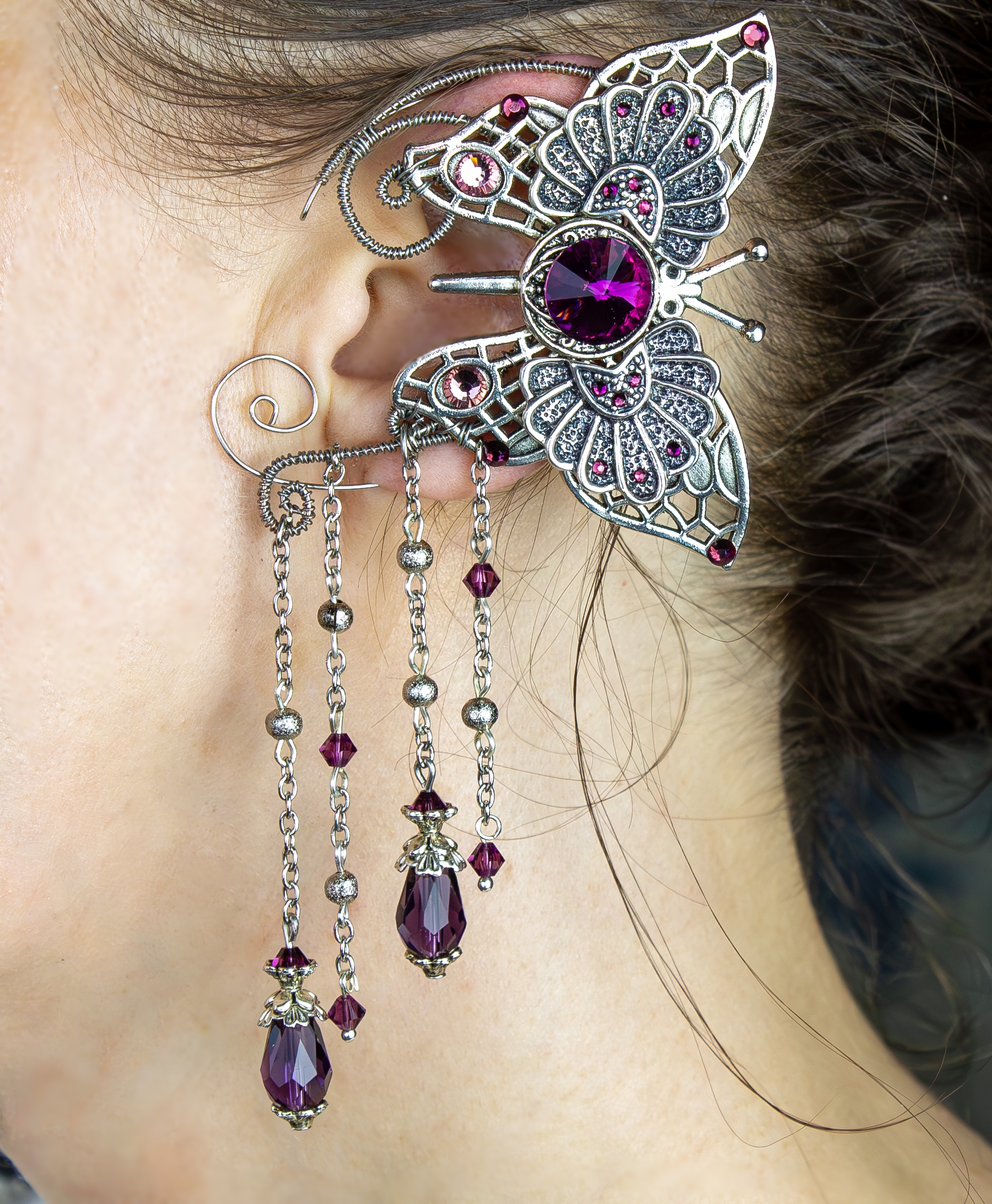 Фиолетовый кафф Райский Сад бабочка