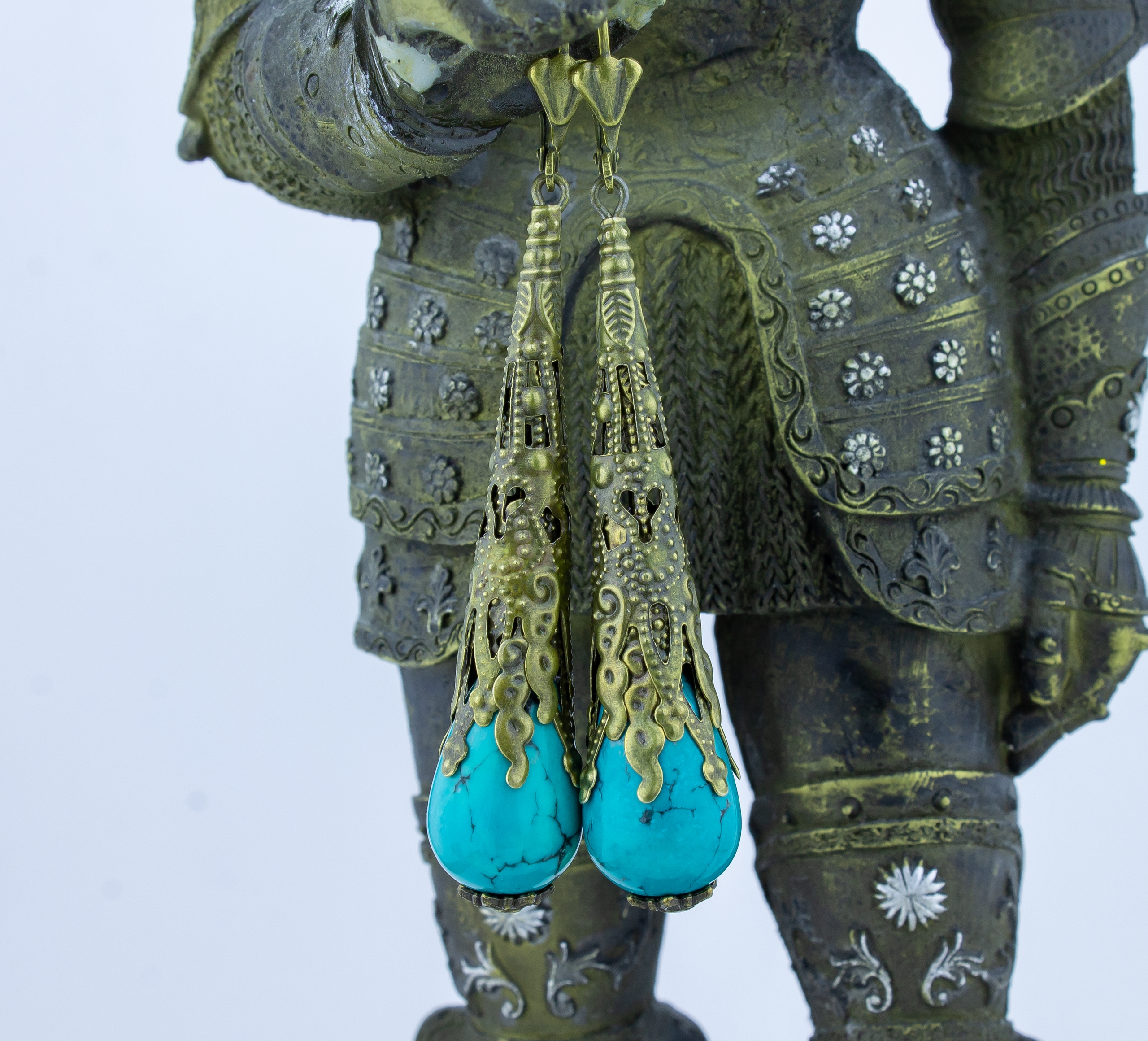 Винтажные серьги Богиня Моря бирюза