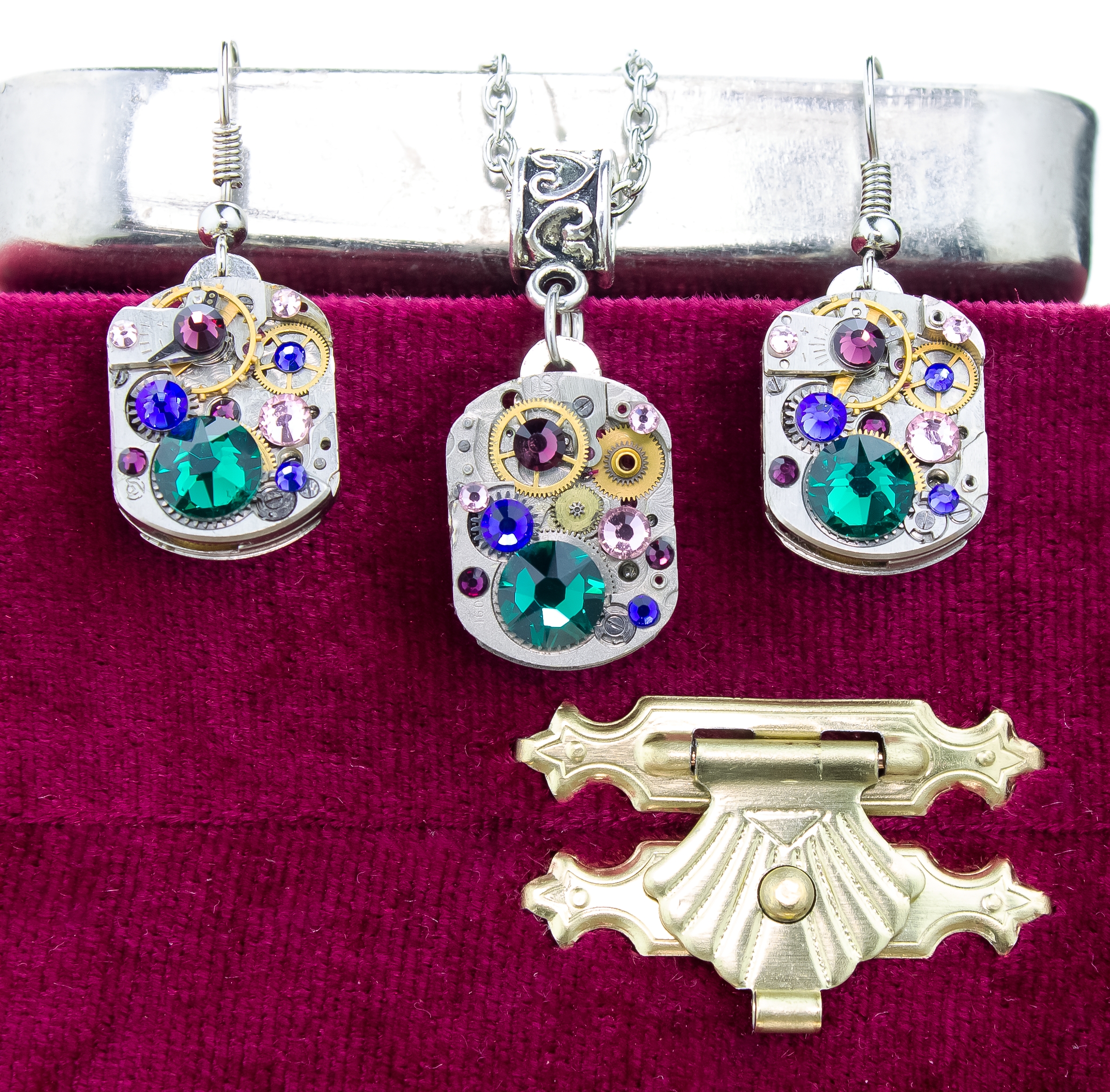 Винтажный стимпанк комплект украшений «Остров Сокровищ» с кристаллами Сваровски