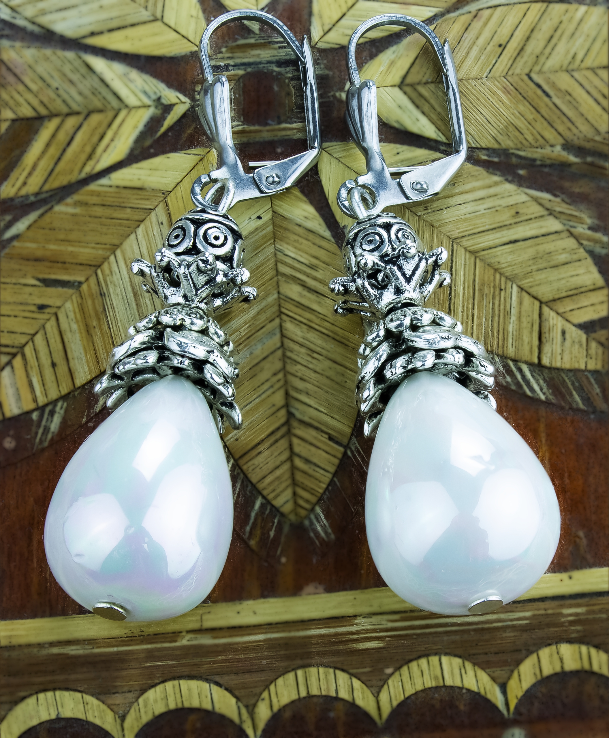 Винтажные серьги «Отражение Луны на водной глади» с жемчугом