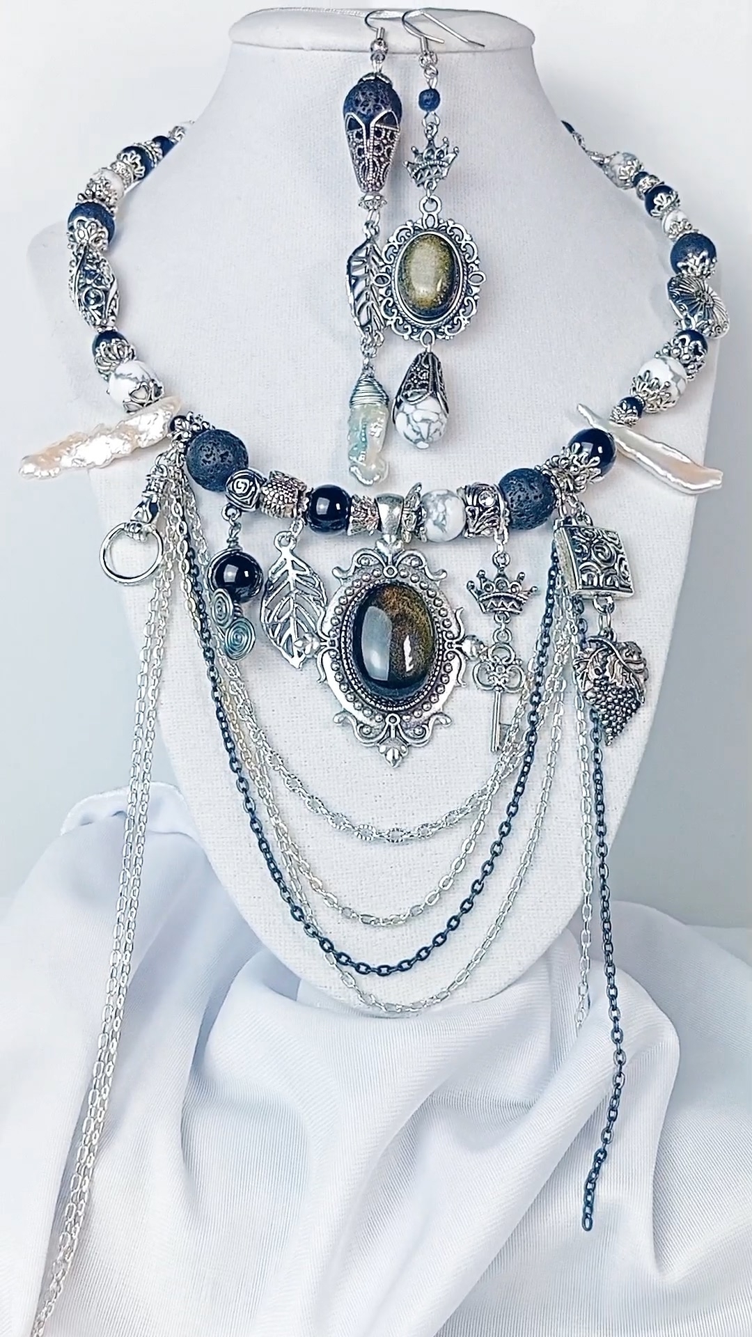 Роскошный Комплект Украшений (колье и серьги) «Звездная ночь»