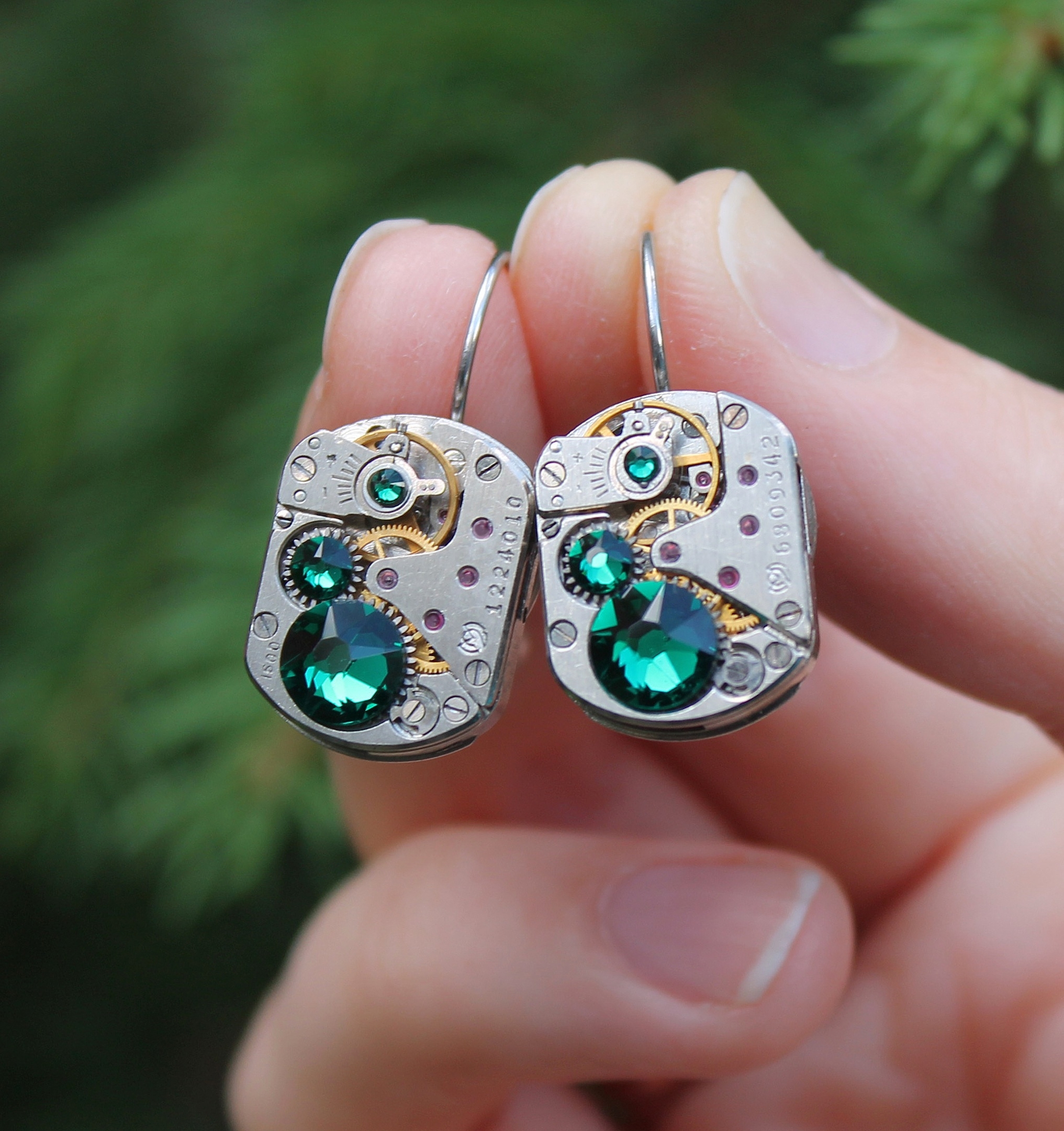 Стимпанк Серьги c кристаллами Swarovski